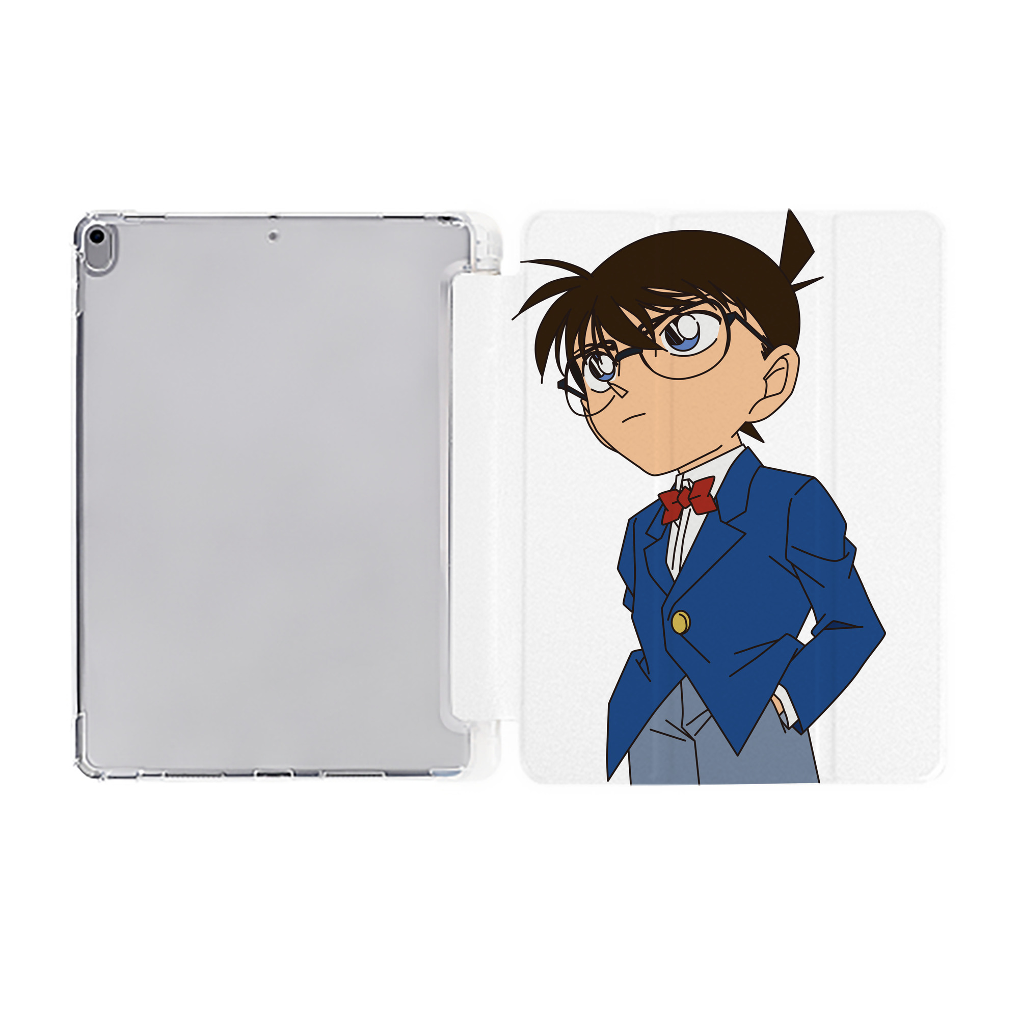 （画像用） 名探偵コナン 江戸川 コナン Detective Conan Conan Edogawa IPad ケース ペン収納付き 三つ折りスタンド PUレザー×シリコン 対応機種9.5/10.5/10.9インチ